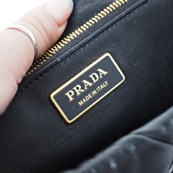 Prada System Shoulder Bag in Black Nappa Leather with Gold Chain - Picture 11 of 12